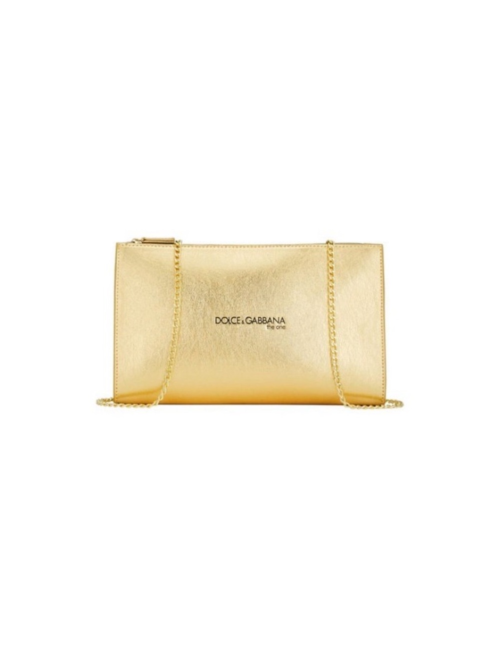 Dolce & Gabbana Metallic Gold Leather Chain Shoulder Clutch